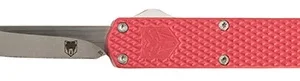 CobraTec Knives MNRDMGEN2DNS Mini Mamba Gen II 2.25" OTF Plain Stonewashed D2 Steel Blade, 3.38" Red Textured Anodized Aluminum Handle, Features Glass Breaker, Includes Pocket Clip