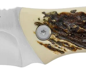 Camillus 19246 Western Crosstrail 4.25" Fixed Drop Point Plain Silver 420 Steel Titanium Bonded Blade, Stag/Antler Delrin Handle, Includes Belt Loop/Sheath
