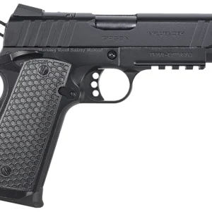 Girsan 391045 MC1911 C Influencer Compact 10mm Auto 9+1 4.40" Blued Steel Barrel, Black Cerakote Optic Ready/Serrated Steel Slide & Frame w/Picatinny Rail & Beavertail, Black Polymer Grip