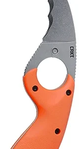CRKT 2511ER Bear Claw  2.39" Fixed Hawkbill Veff Serrated Stonewashed AUS-8A SS Blade, Blaze Orange Textured GRN Handle