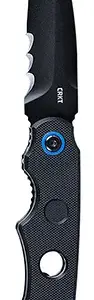 CRKT 2606 A.B.C.  3.39" Folding Tanto Veff Serrated Black Oxide 12C27 Sandvik Blade, Black Textured G10 Handle