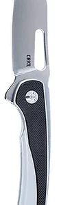 CRKT 6075 Padawan  3.01" Folding Wharncliffe Plain Brushed Satin 14C28N Steel Blade, SS w/G10 Black Overlays Handle