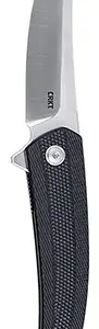 CRKT 7060 Persian  EDC 3.44" Folding Trailing Point Plain Satin D2 Steel Blade, Black Textured GRN Handle