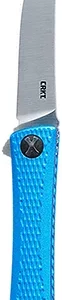 CRKT 7540 Kalbi  EDC 3.28" Folding Upswept Plain Satin 440 Acuto SS Blade, Blue Crosshatch Textured Aluminum Handle