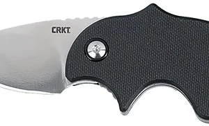 CRKT 7930 Orca  Compact 1.79" Folding Plain Satin D2 Steel Blade, Black GRN Handle
