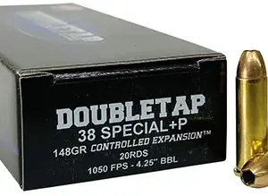DoubleTap Ammunition 38SP148CE   38Special 148gr Controlled Expansion JHP 20 Per Box/50 Case