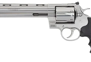 Colt Mfg ANACONDASP8RFT Anaconda Target 44 Mag 6rd 8" Stainless Vent Rib Barrel, Stainless Steel Frame Black & Rubber Grip