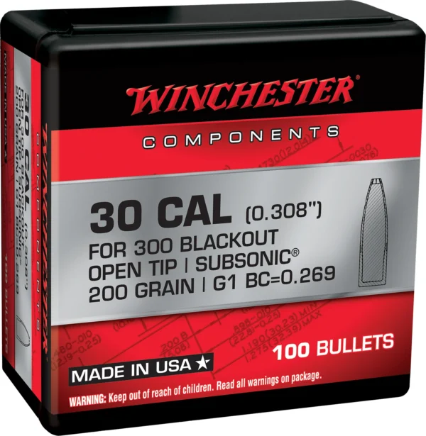 Winchester Ammo WB300B200X   300Blackout 200gr Open Tip 100 Per Box/10 Case