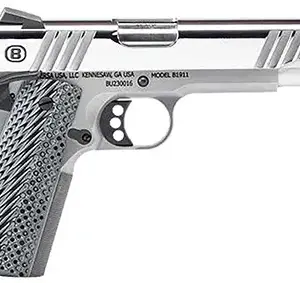 Bersa B19117050PMBG B1911  45 ACP 8+1 5" Stainless Steel Barrel, Polished Stainless Steel Slide, Stainless Steel Frame w/Beavertail