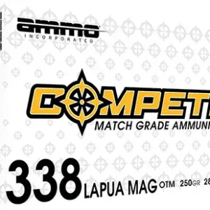 Ammo Inc 338LM250BTHPA20 Match  338LapuaMag 250gr Open Tip Match 20 Per Box/10 Case