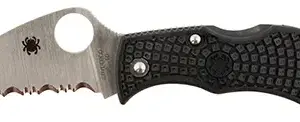 Spyderco MBKWSB Manbug  1.91" Folding Wharncliffe Serrated Non-Reflective Black TiCN VG-10 SS Blade, Black Textured FRN Handle