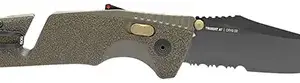 S.O.G SOG11121141 Trident AT 3.70" Folding Clip Point Part Serrated Satin Cryo D2 Steel Blade, OD Green Textured GRN Handle, Peg Box Pkg