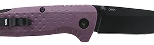 S.O.G SOG13110443 Adventure LB 3.50" Folding Drop Point Plain Black TiNi 5Cr15MoV Blade, Dark Purple Textured GRN Handle