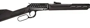 Rossi RL22181SYEN21 Rio Bravo  22 LR 15+1 18" Black Polished Alloy Steel Barrel, Black w/Engraved US Flag Aluminum Receiver, Black Synthetic Fixed Stock