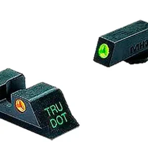 Meprolight USA 102223301 Tru-Dot Sight Set Fixed Green Tritium Front/Orange Tritium Rear/Black Frame Compatible w/Glock 10mm/45 ACP Front Post/Rear Dovetail Mount