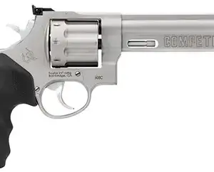 Taurus 2608069CMP 608 Competition 357 Mag/38 Special +P 8rd 6" Matte Stainless Steel Barrel, Cylinder & Frame, Black Finger Grooved Grip, Transfer Bar Safety, Exposed Hammer