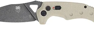 CobraTec Knives TANAFRYK Ryker  3.75" Folding Plain Black Stonewashed D2 Steel Blade, 5" Tan Textured G10 Handle