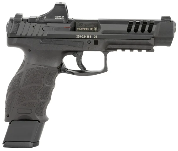 HK 81000877 VP9L SCS 9mm Luger 20+1 5" Black Polygonal Rifled Barrel, Long/Lightening Cuts/Optic Cut SCS Steel Slide, Polymer Frame w/Picatinny Rail, Black Interchangeable Backstrap Grip