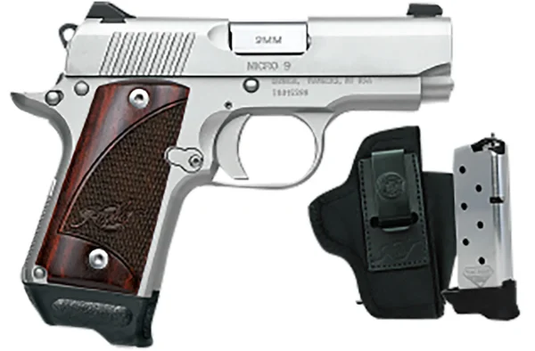 Kimber Mfg.,inc 3300250 Micro 9 RTC 9mm 7+1 3.15" Ramped Barrel Black KimPro II Flared/Lowered Ejection Port Stainless Steel Slide SS/Rosewood Grip
