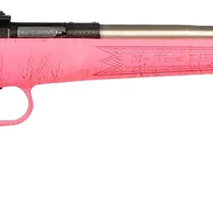 Crickett KSA2441 Gen2  Youth 22 LR 1rd 16.13" Stainless Single Shot Barrel, Stainless Steel Receiver, Pink w/Gold Webbing Fixed Synthetic Stock