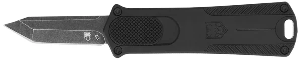 CobraTec Knives CALI952BLKTNS 952 *CA Compliant 1.75" OTF Tanto Plain Stonewashed D2 Steel Blade, 3" Black Anodized Aluminum Handle