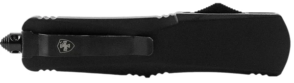 Templar Knife SBR331 Gen II  Small 2.75" OTF Drop Point Plain Black Oxide Stonewashed 440C SS Blade, 4.25" Aluminum/Rubber Handle, Glass Breaker