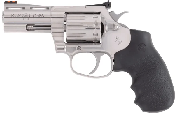 Colt Mfg KCOBRA22SP3RFO King Cobra  22 LR 10 Shot 3" Stainless Vent Rib Barrel, Stainless Cylinder & Frame, Black Rubber Grip