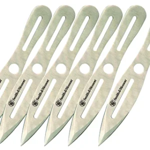 Smith & Wesson Knives SWTK8CP Throwing Knives  4.50" Fixed Spear Point Plain 2Cr13MoV SS Blade 2Cr13 Stainless Handle Includes 6 Pack