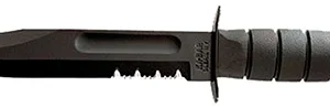 Ka-Bar 1212 Fighting/Utility  7" Fixed Clip Point Part Serrated Black 1095 Cro-Van Blade, Black Kraton G Handle, Includes Sheath