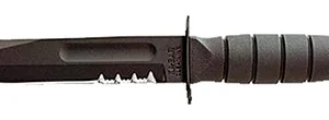 Ka-Bar 1257 Short Fight/Utility 5.25" Fixed Clip Point Part Serrated Black 1095 Cro-Van Blade, Black Kraton G Handle, Includes Sheath
