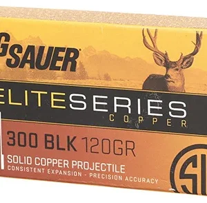 Sig Sauer E300H120 Elite Copper Hunting  300 Blackout 120 gr Copper Solid 20 Per Box/ 10 Case