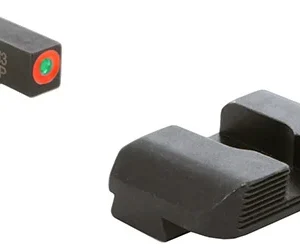AmeriGlo GL434 Protector Sight Set for Glock  Black | Green Tritium  with Orange Outline Front Sight Black Serrated Rear Sight