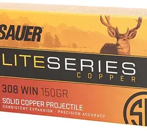 Sig Sauer E308H120 Elite Copper Hunting  308Win 150gr Copper Solid 20 Per Box/10 Case