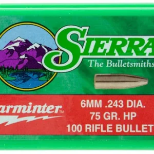 Sierra 1510 Varminter  6mm .243 75 gr Hollow Point/ 100 Per Box