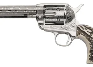 Taylors & Company OG1407 1873 Cattle Brand 357 Mag 6rd 5.50" Nickel Engraved Imitation Stag Grip