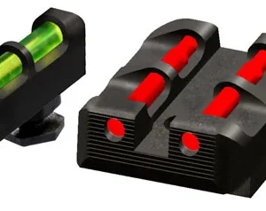 HiViz GLT178 Target Sight Set Green Fiber Optic Front/Red Fiber Optic Rear/Black Frame Compatible w/ All Glock 9mm/40 S&W/357 Sig, Except 42/43/43X/48 Front Post/Rear Dovetail Mount