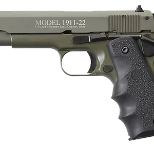 Chiappa Firearms 401121 1911-22  22 LR 10+1 5" OD Green Serrated Steel Slide & Beavertail Frame, Black Hogue Rubber w/Finger Grooves Grip