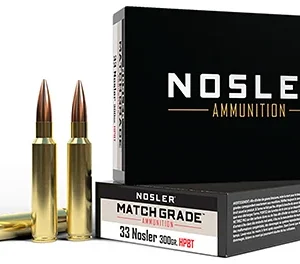 Nosler 60031 Match Grade  33 Nosler 300 gr Custom Competition Hollow Point Boat Tail 20 Per Box/ 10 Case