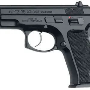 CZ-USA 01194 CZ 75 D PCR Compact *CA Compliant 9mm Luger 10+1 3.75" Black Steel Barrel, Black Serrated Steel Slide, Black Polycoat Aluminum Frame w/Beavertail, Black Rubber Grip