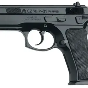 CZ-USA 01199 P-01 *CA Compliant Compact Frame 9mm Luger 10+1, 3.75" Blued Steel Barrel, Black Serrated Steel Slide, Black Polycoat Aluminum Frame w/Beavertail, Black Rubber Grip