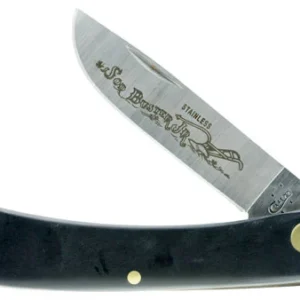 Case 00095 Sod Buster Jr. 2.80" Folding Skinner Plain Etched As-Ground Stainless Steel Blade Black Synthetic Handle