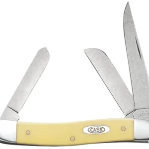 Case 00035 Stockman Medium 2.57"/1.88"/1.71" Folding Clip/Sheepsfoot/Spey Plain Tumble Polish Chrome Vanadium Steel Blade/Yellow Synthetic Handle