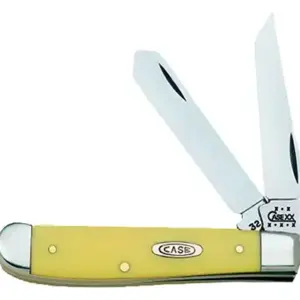 Case 00029 Trapper  Mini 2.70"/2.75" Folding Clip Point/Spey Plain Tumble Polish Chrome Vanadium Steel Blade/Smooth Yellow Synthetic Handle