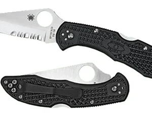 Spyderco C11SBK Delica 4  2.88" Folding Drop Point Serrated VG-10 SS Blade/Black  Textured FRN Handle Includes Pocket Clip