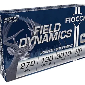 Fiocchi 270SPB Field Dynamics  270 Win 130 gr Pointed Soft Point 20 Per Box/ 10 Case