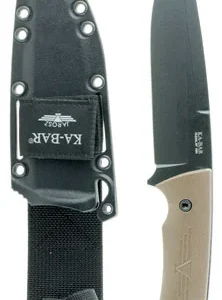 Ka-Bar 7503 Jarosz Turok 6.25" Fixed Clip Point Plain Black 1095 Cro-Van Blade, Brown Ultramid Handle, Includes Sheath