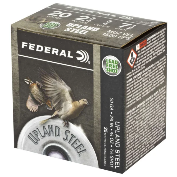 FEDERAL 20GA 2-3/4" 7/8OZ 7.5 UPLAND STEEL 25 RD/BX 10 BX/CS - Image 2