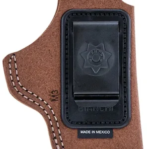 Bianchi 18026 6C  IWB Tan Leather Belt Clip Compatible w/Glock 19/23/26/27/36 Right Hand