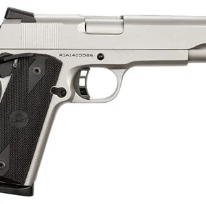 Rock Island 51448 Rock Standard FS 45 ACP Caliber with 5" Barrel, 8+1 Capacity, Overall Matte Nickel Finish Steel, Beavertail Frame, Serrated Slide & Black Rubber Grip