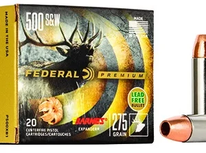 Federal P500XB1 Premium  500 S&W Mag 275 gr Barnes Expander BRX 20 Per Box/ 10 Case